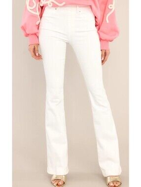 NWT Spanx Xl flare jeans white pull on stretch stomach compression western rodeo